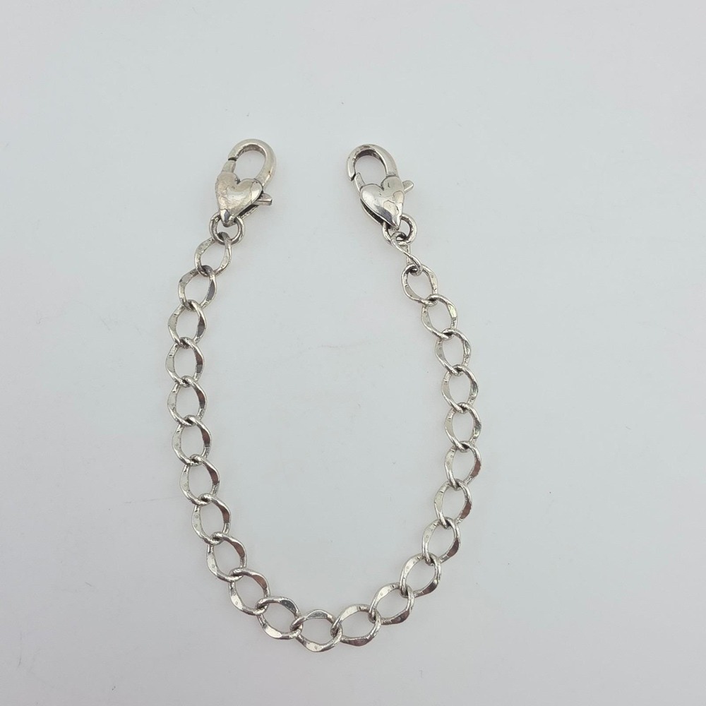 BRIGHTON Necklace Extender Two Heart Clasp Curb Chain Silver Plate 6"